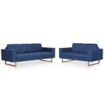 vidaXL Set de canapele, 2 piese, albastru, material textil vidaXL Set de canapele, 2 piese, albastru, material textil