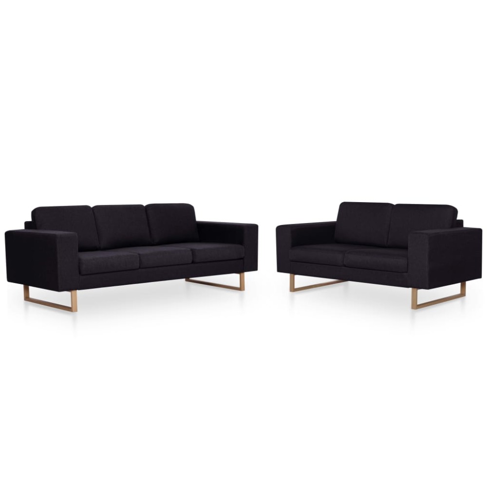 vidaXL Set de canapele, 2 piese, negru, material textil