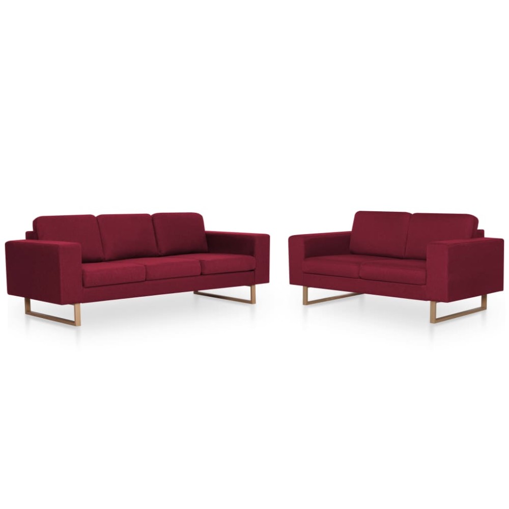 vidaXL Set de canapele, 2 piese, bordo, material textil