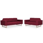 vidaXL Set de canapele, 2 piese, bordo, material textil vidaXL Set de canapele, 2 piese, bordo, material textil