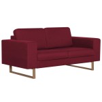 vidaXL Set de canapele, 2 piese, bordo, material textil vidaXL Set de canapele, 2 piese, bordo, material textil