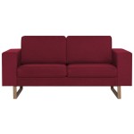 vidaXL Set de canapele, 2 piese, bordo, material textil vidaXL Set de canapele, 2 piese, bordo, material textil