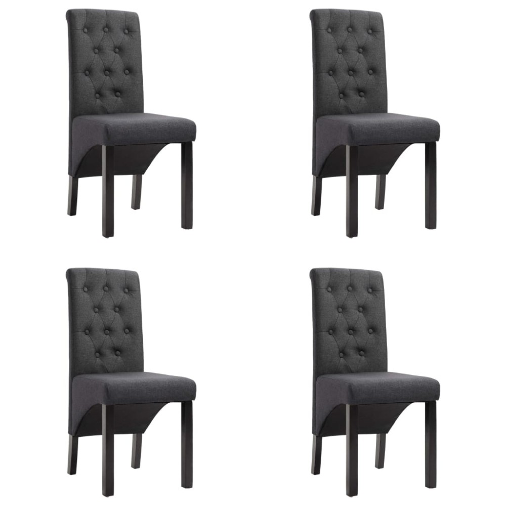 vidaXL Scaune de bucătărie pivotante, 4 buc., gri închis, textil