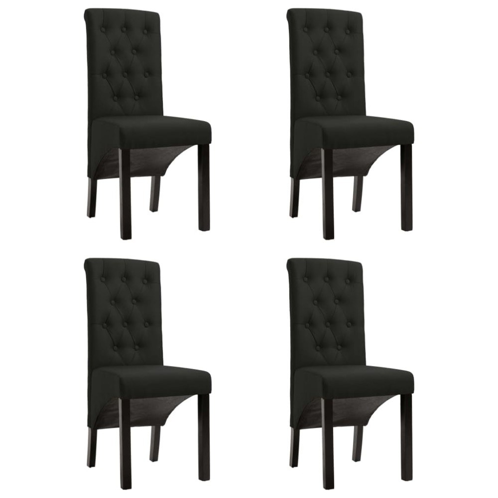 vidaXL Scaune de bucătărie, 4 buc., negru, material textil