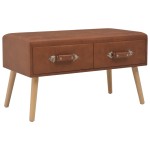 vidaXL Bancă cu sertare, maro, 80 cm, piele ecologică vidaXL Bancă cu sertare, maro, 80 cm, piele ecologică