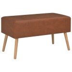 vidaXL Bancă cu sertare, maro, 80 cm, piele ecologică vidaXL Bancă cu sertare, maro, 80 cm, piele ecologică