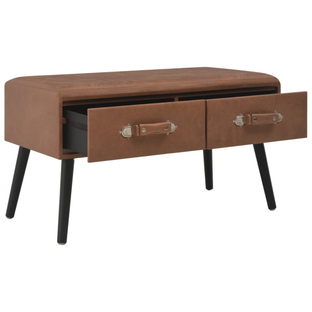 vidaXL Banchetă cu sertare, 80 cm, maro închis, piele ecologică