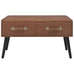 vidaXL Banchetă cu sertare, 80 cm, maro închis, piele ecologică