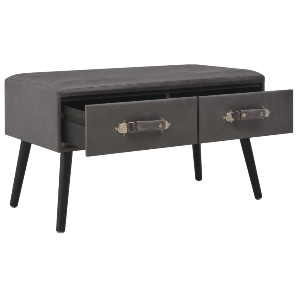 vidaXL Bancă cu sertare, gri, 80 cm, piele ecologică