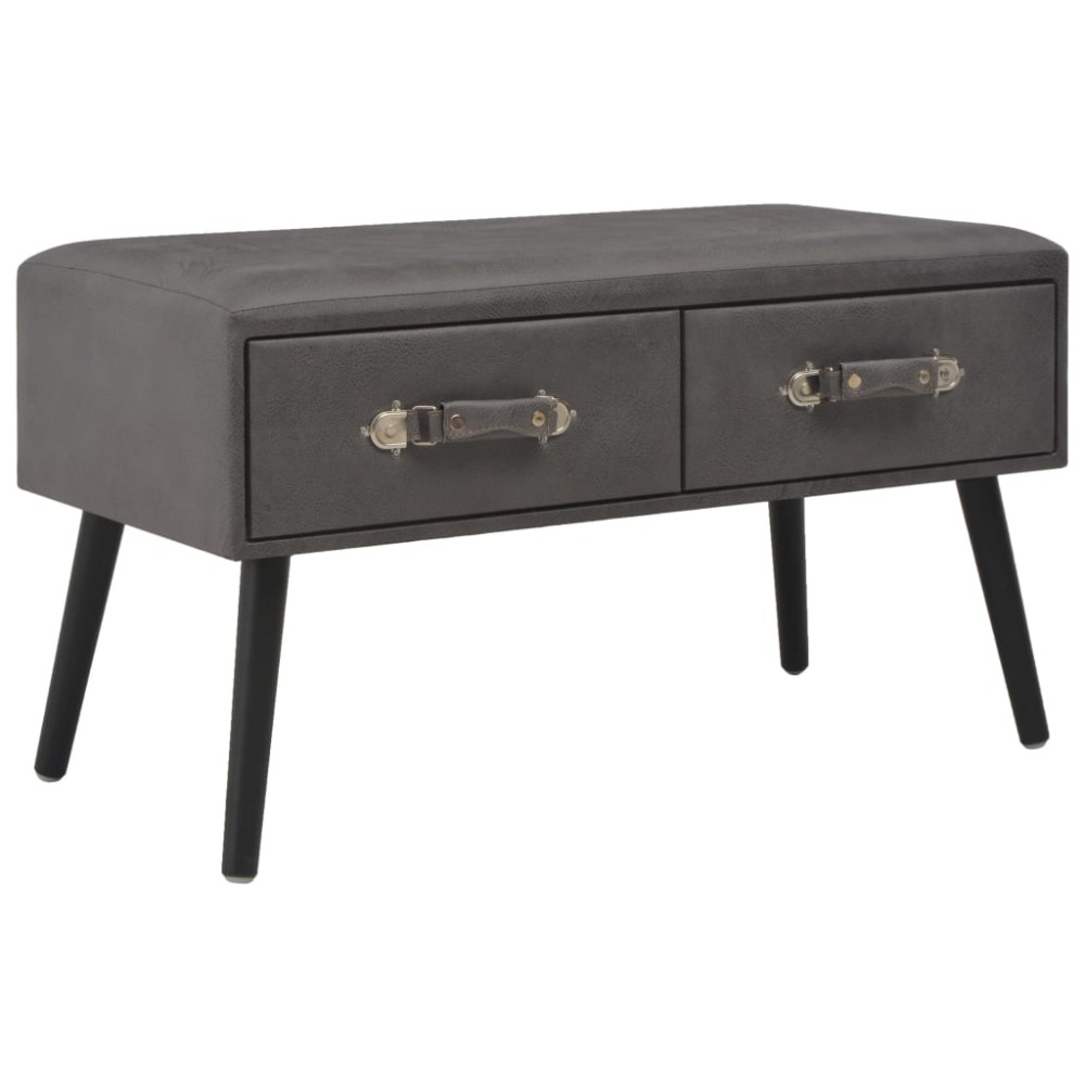 vidaXL Bancă cu sertare, gri, 80 cm, piele ecologică