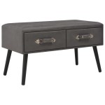 vidaXL Bancă cu sertare, gri, 80 cm, piele ecologică vidaXL Bancă cu sertare, gri, 80 cm, piele ecologică