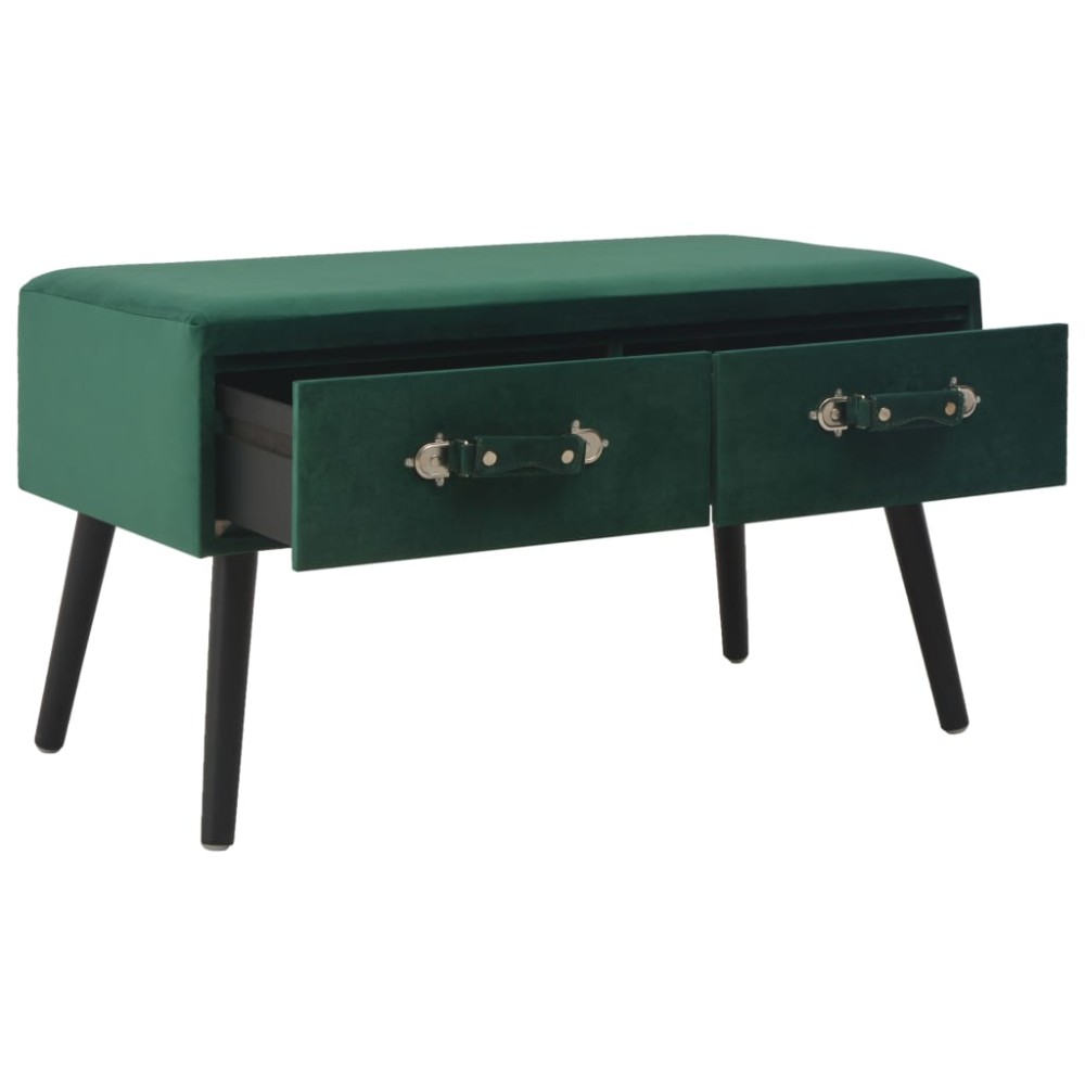 vidaXL Banchetă cu sertare, verde, 80 cm, catifea