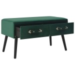 vidaXL Banchetă cu sertare, verde, 80 cm, catifea