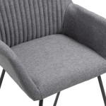 vidaXL Scaune de sufragerie, 6 buc., gri închis, material textil
