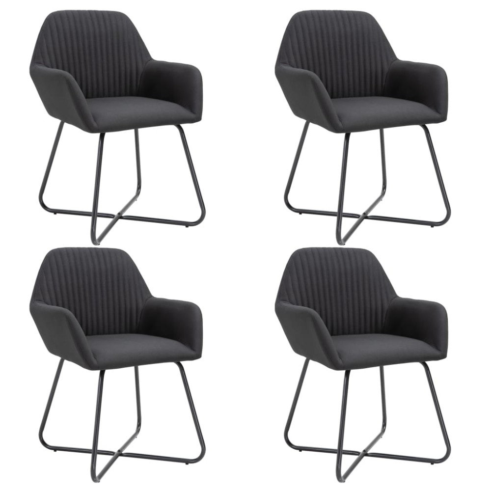 vidaXL Scaune de bucătărie, 4 buc., negru, material textil