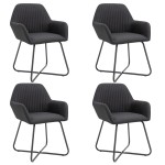 vidaXL Scaune de bucătărie, 4 buc., negru, material textil vidaXL Scaune de bucătărie, 4 buc., negru, material textil