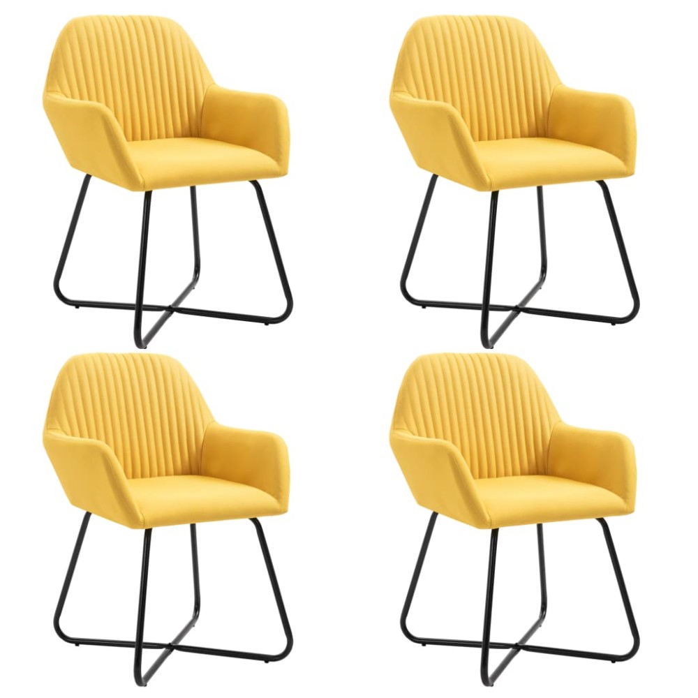 vidaXL Scaune de bucătărie, 4 buc., galben, material textil