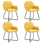 vidaXL Scaune de bucătărie, 4 buc., galben, material textil