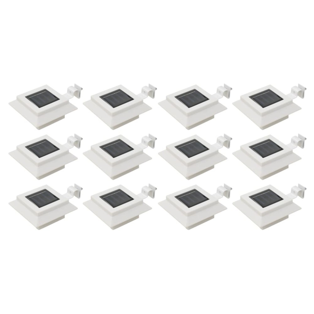 vidaXL Lămpi solare de exterior, 12 buc., alb, 12 cm, pătrat, LED