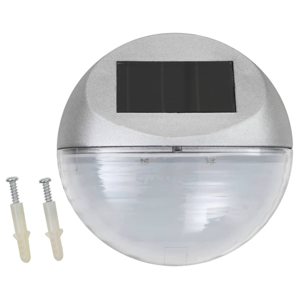 vidaXL Lămpi solare de perete exterior 24 buc. argintiu rotund LED