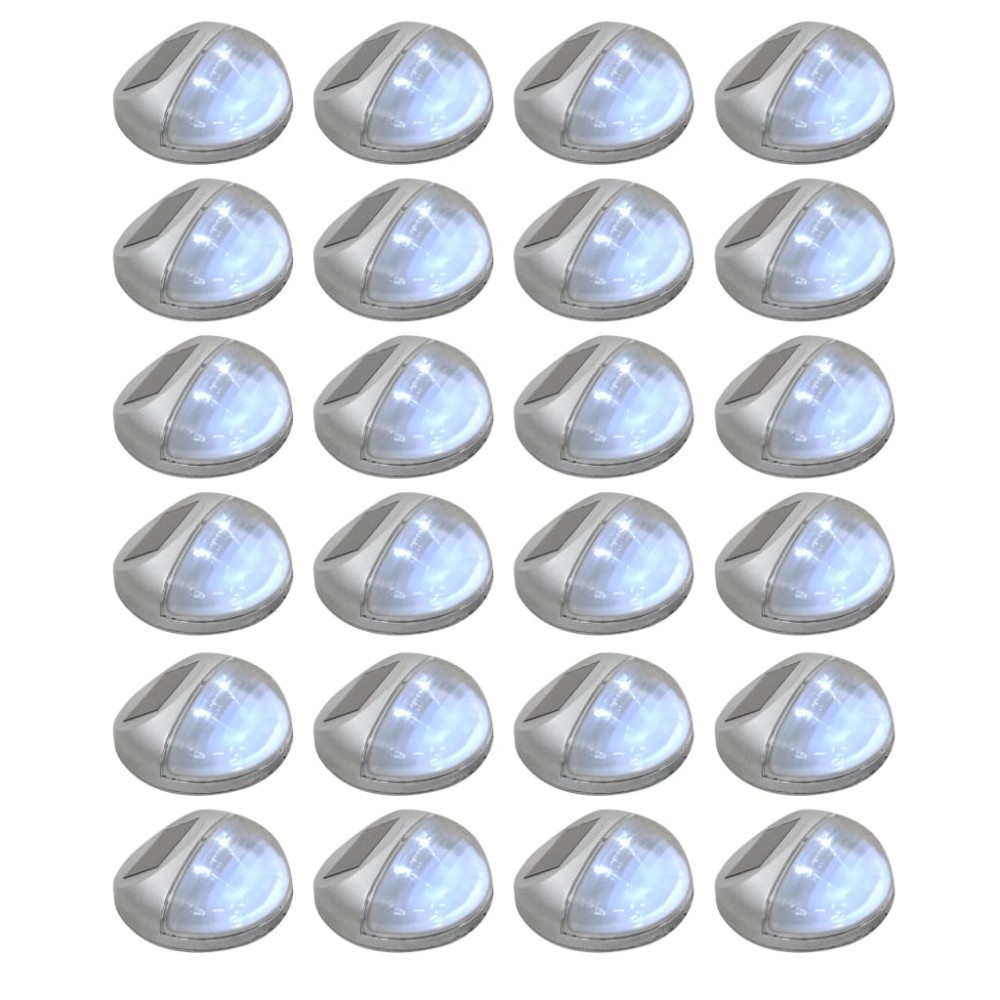 vidaXL Lămpi solare de perete exterior 24 buc. argintiu rotund LED