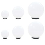 vidaXL Set lămpi glob cu LED, 6 buc., 20/30/40 cm, PMMA, sferic vidaXL Set lămpi glob cu LED, 6 buc., 20/30/40 cm, PMMA, sferic