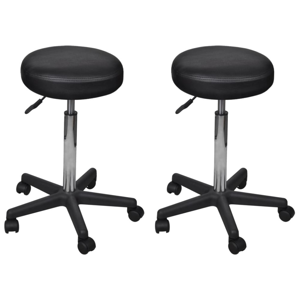 vidaXL Taburete de birou, 2 buc., negru, 35,5x84 cm, piele ecologică