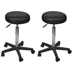 vidaXL Taburete de birou, 2 buc., negru, 35,5x84 cm, piele ecologică vidaXL Taburete de birou, 2 buc., negru, 35,5x84 cm, piele ecologică