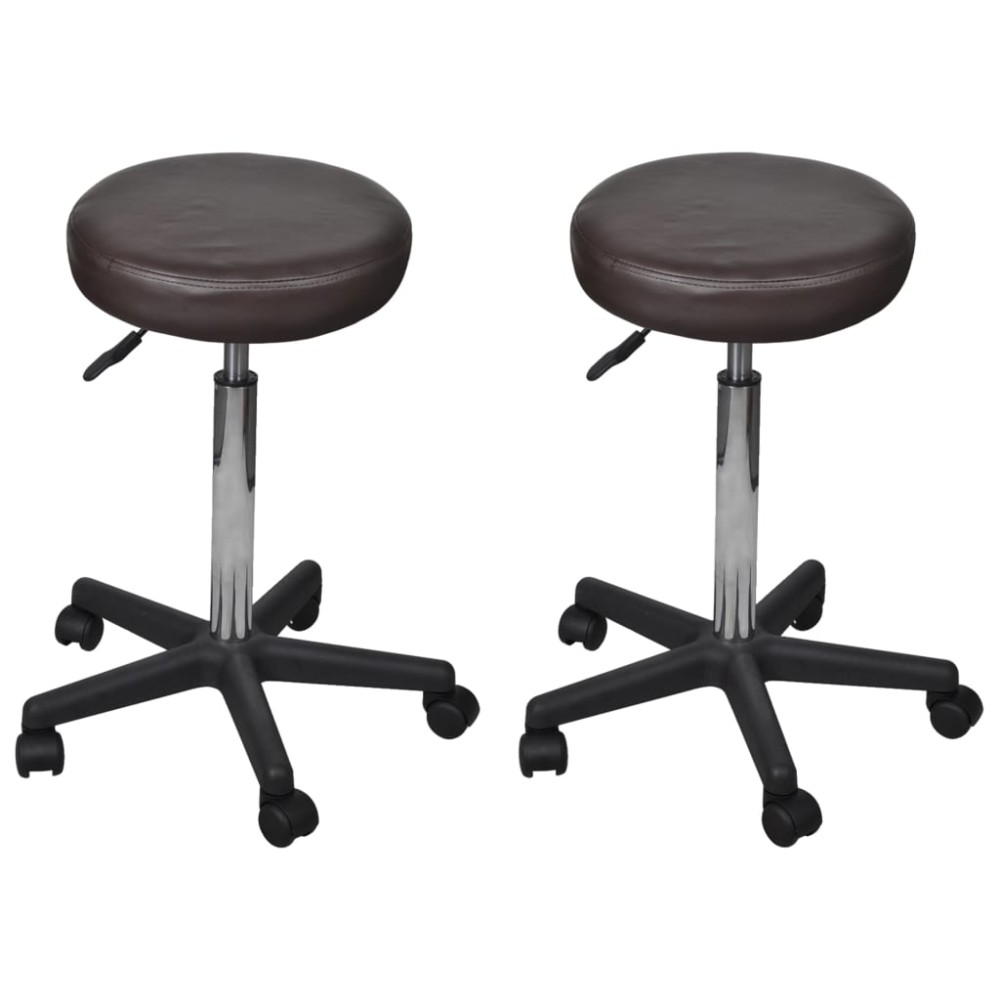 vidaXL Taburete de birou, 2 buc., maro, 35,5x84 cm, piele ecologică