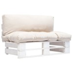 vidaXL Canapea din paleți de grădină, cu perne nisipii, lemn de pin