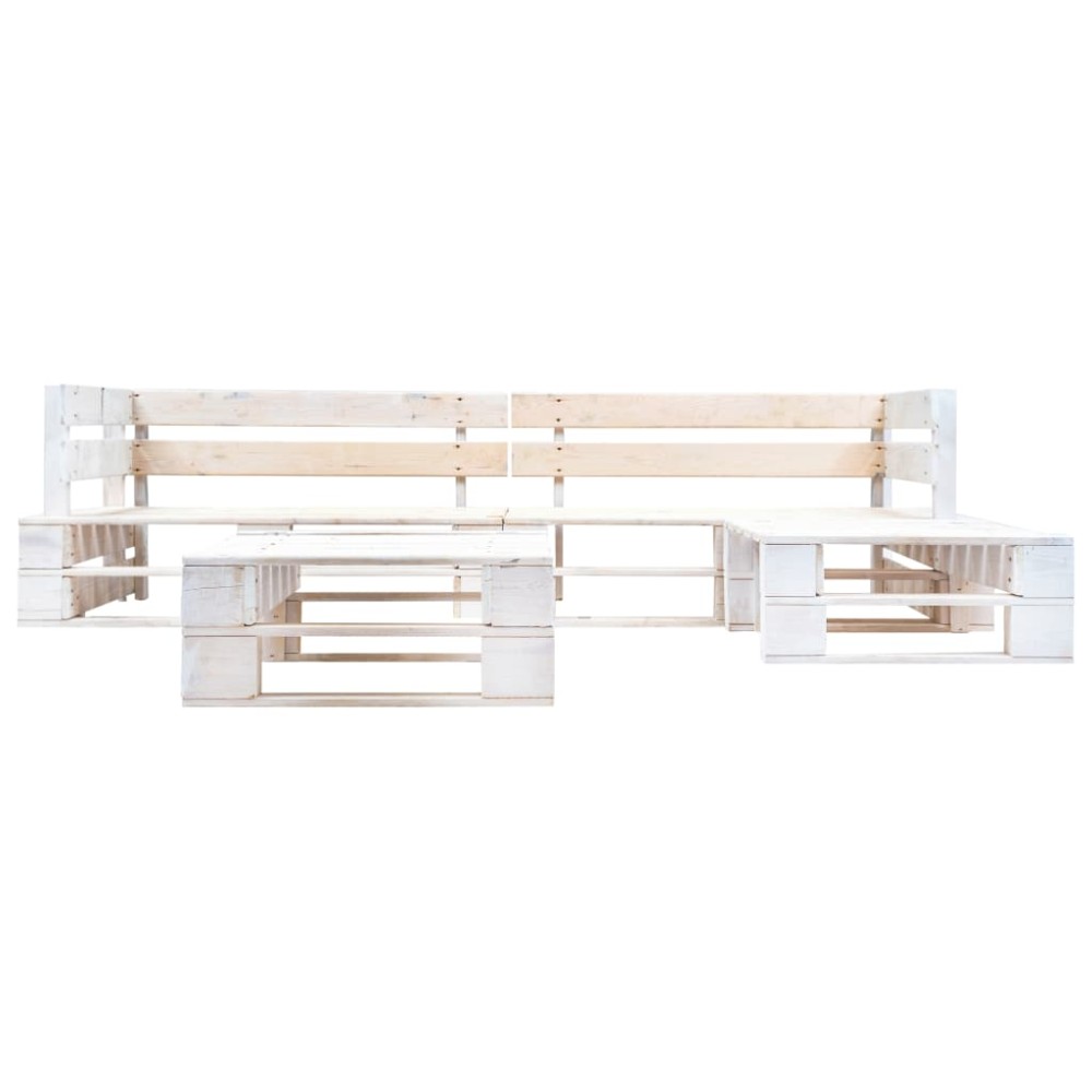 vidaXL Set mobilier de grădină din paleți, 4 piese, alb, lemn