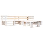 vidaXL Set mobilier de grădină din paleți, 4 piese, alb, lemn vidaXL Set mobilier de grădină din paleți, 4 piese, alb, lemn