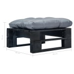 vidaXL Taburet de grădină din paleți cu pernă gri, negru, lemn