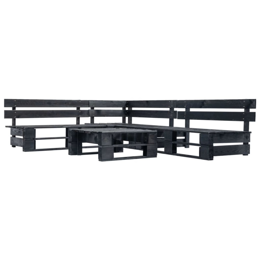 vidaXL Set mobilier grădină din paleți, negru, 4 piese, lemn