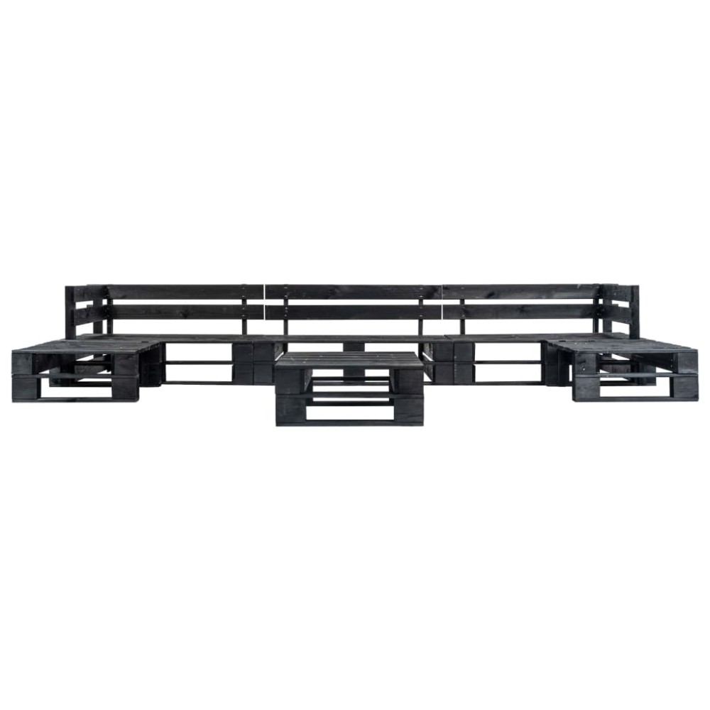 vidaXL Set mobilier grădină din paleți, 6 piese, negru, lemn