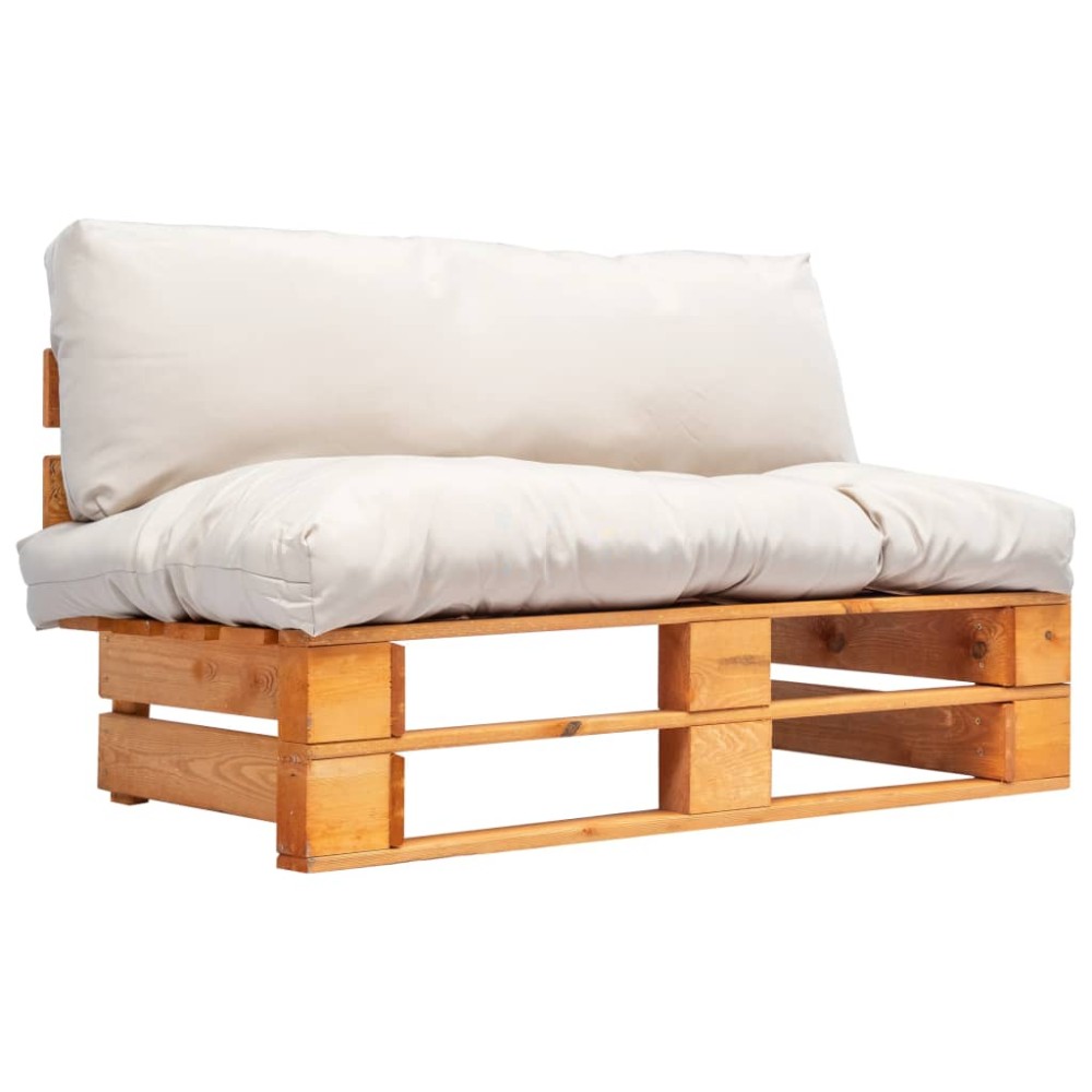 vidaXL Canapea din paleți de grădină, cu perne nisipii, lemn de pin