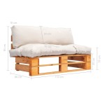 vidaXL Canapea din paleți de grădină, cu perne nisipii, lemn de pin