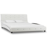 vidaXL Pat cu saltea spumă memorie, alb, 140 x 200 cm, piele ecologică