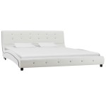 vidaXL Pat cu saltea, spumă memorie, alb, 160x200 cm, piele ecologică
