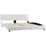vidaXL Pat cu saltea, spumă memorie, alb, 160x200 cm, piele ecologică