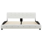 vidaXL Pat cu saltea, spumă memorie, alb, 160x200 cm, piele ecologică