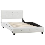 vidaXL Pat cu saltea, alb, 90 x 200 cm, piele ecologică
