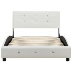 vidaXL Pat cu saltea, alb, 90 x 200 cm, piele ecologică