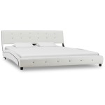 vidaXL Pat cu saltea, alb, 160 x 200 cm, piele ecologică