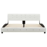 vidaXL Pat cu saltea, alb, 160 x 200 cm, piele ecologică