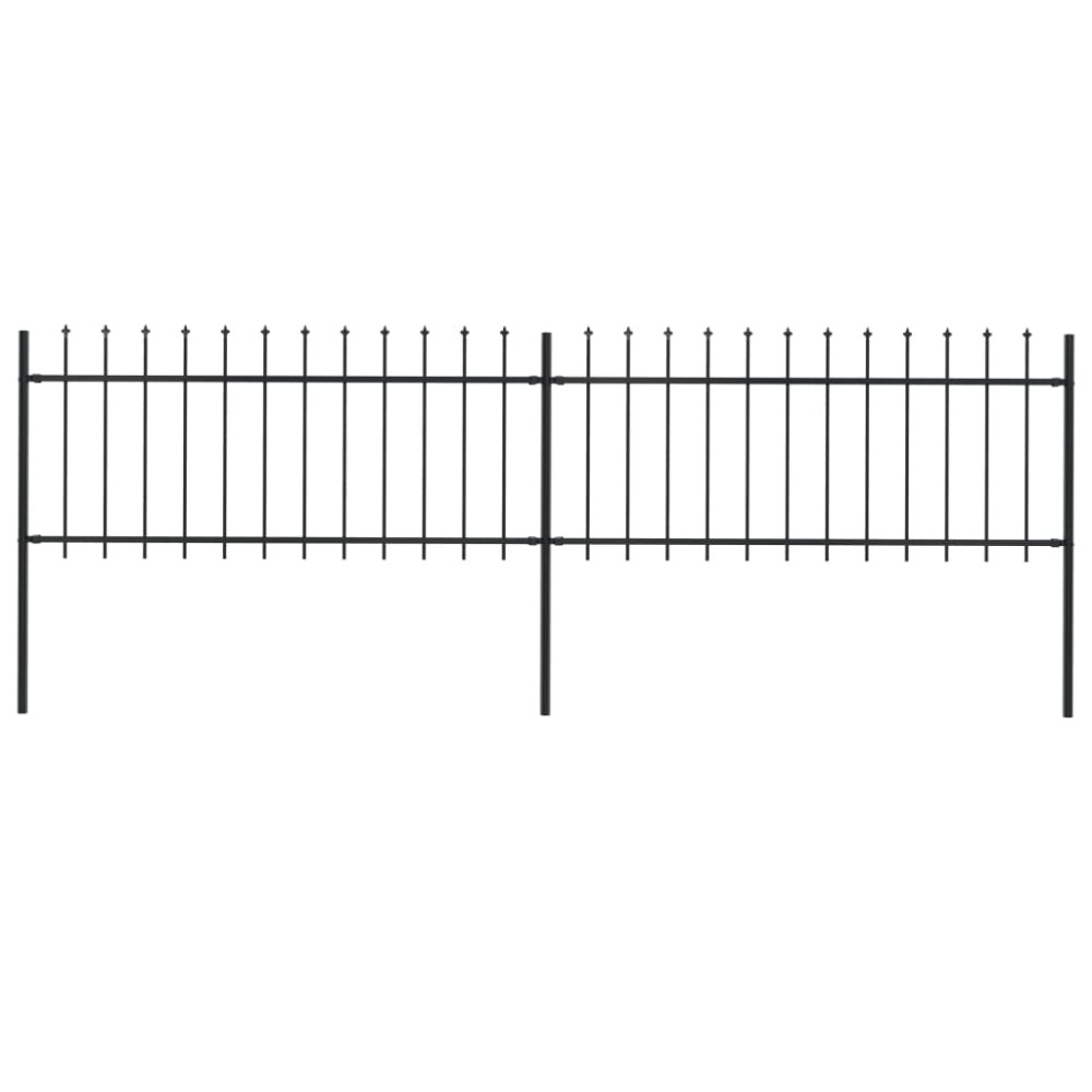 vidaXL Gard de grădină cu vârf tip suliță din oțel, 359x80 cm, negru