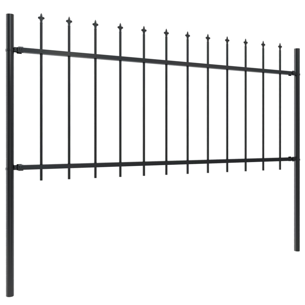 vidaXL Gard de grădină cu vârf tip suliță din oțel 892,5x80 cm, negru