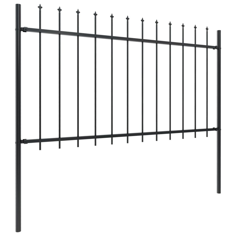 vidaXL Gard de grădină cu vârf tip suliță din oțel, 359x100 cm, negru