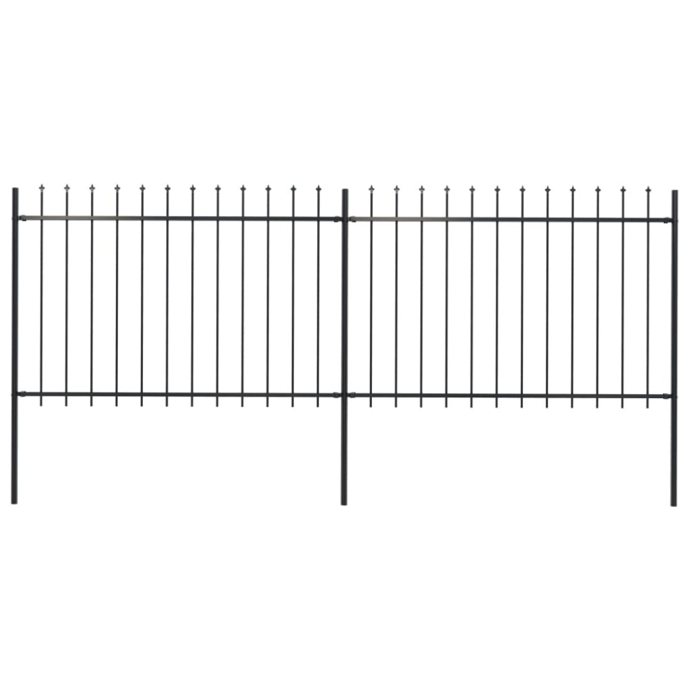 vidaXL Gard de grădină cu vârf suliță, negru, 3,4 m, oțel