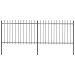 vidaXL Gard de grădină cu vârf suliță, negru, 3,4 m, oțel